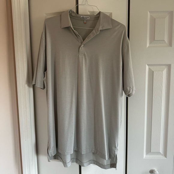 Peter Millar Summer Comfort Gray and White Striped Polo Shirt XL - Picture 1 of 2